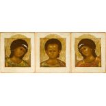 A Triptych icon with Christ Emanuel and ArchangelsRussia, second half of 19th century, Old Belie...