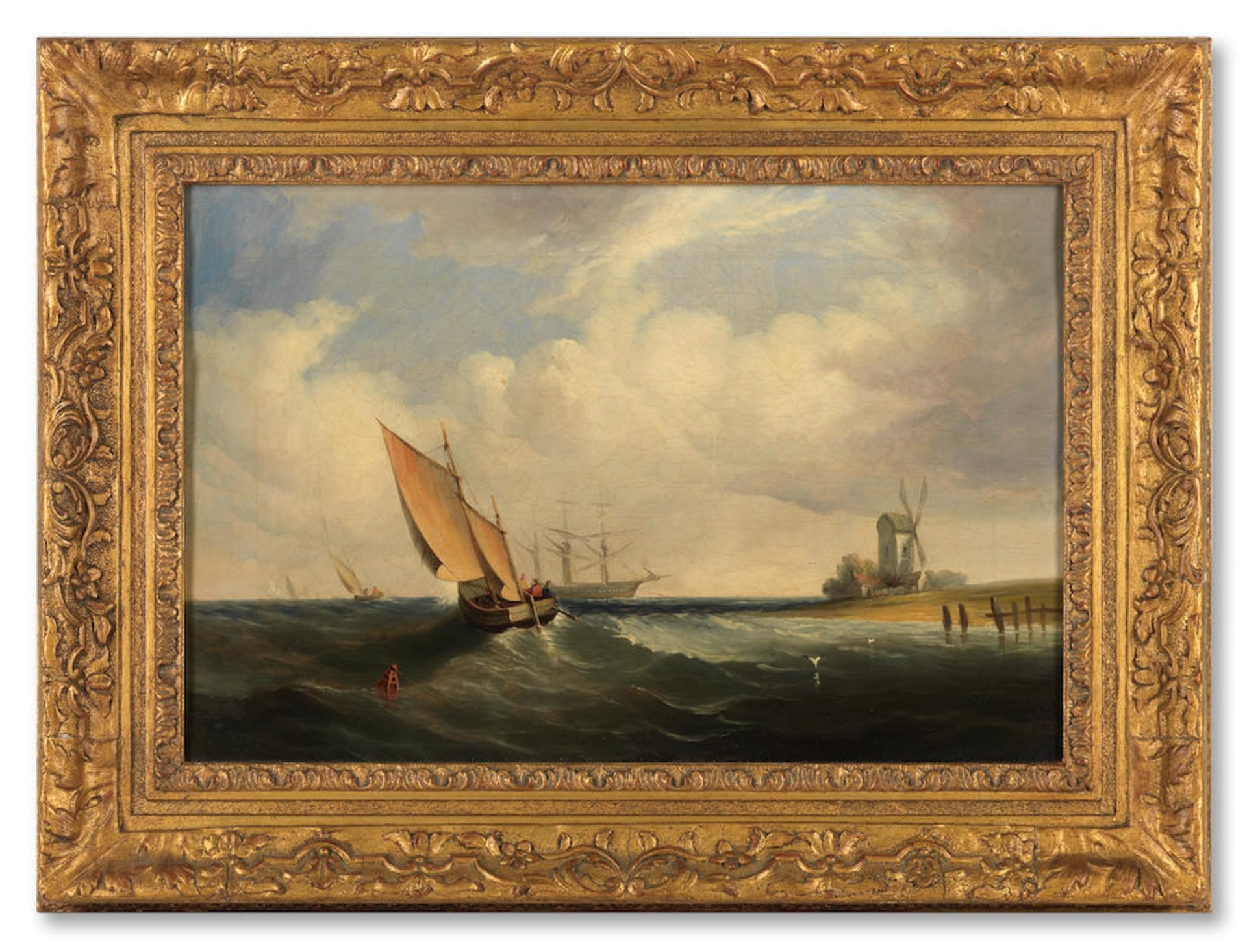 Follower of Clarkson Stanfield, RA (British, 1793-1867) Sailing boats in a choppy sea, a pair (2) - Image 4 of 7