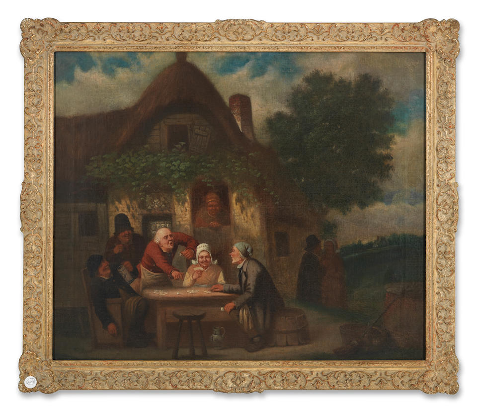 Dutch School, Early 19th Century Figures playing cards before a country inn - Image 2 of 3