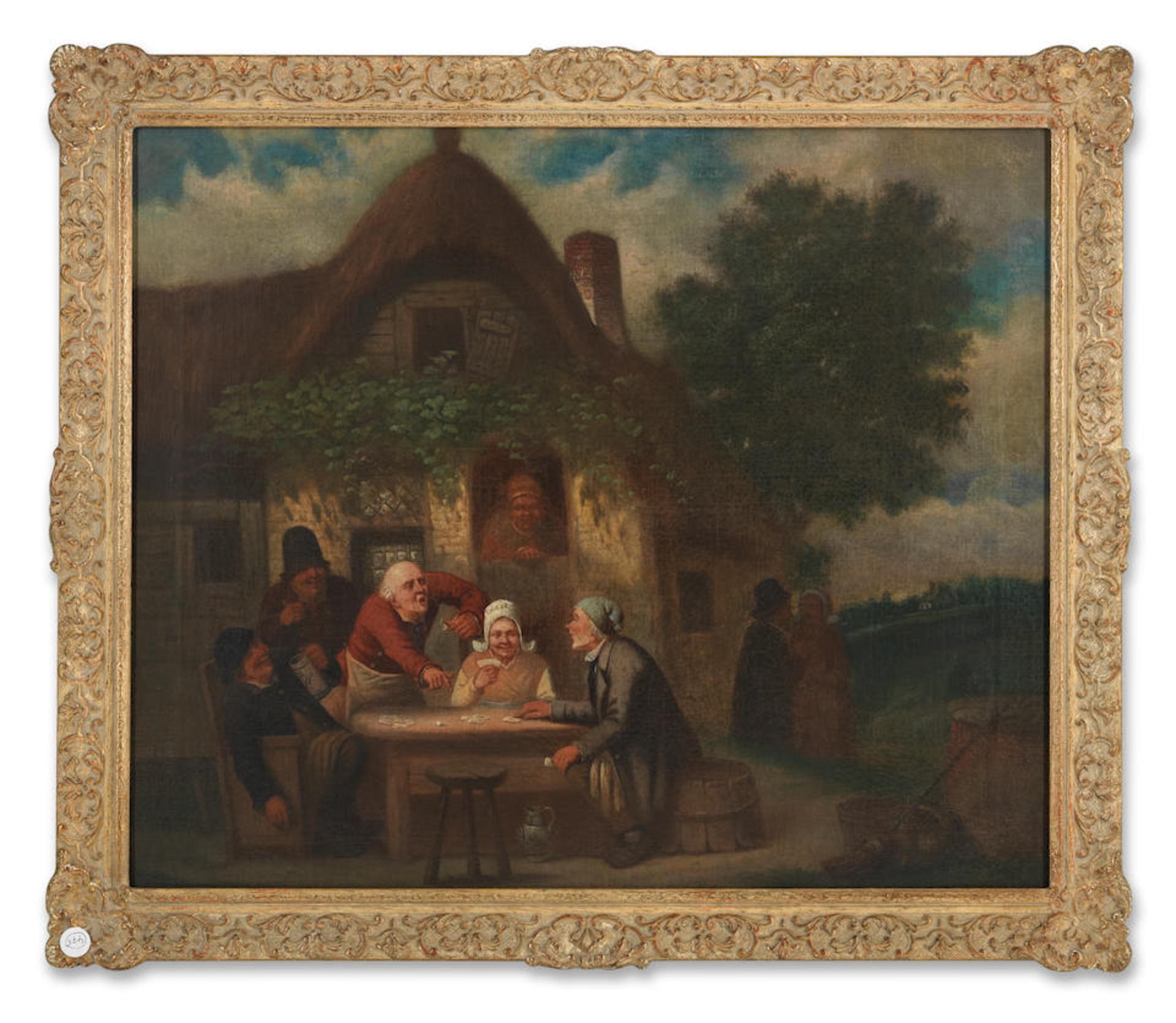 Dutch School, Early 19th Century Figures playing cards before a country inn - Bild 2 aus 3