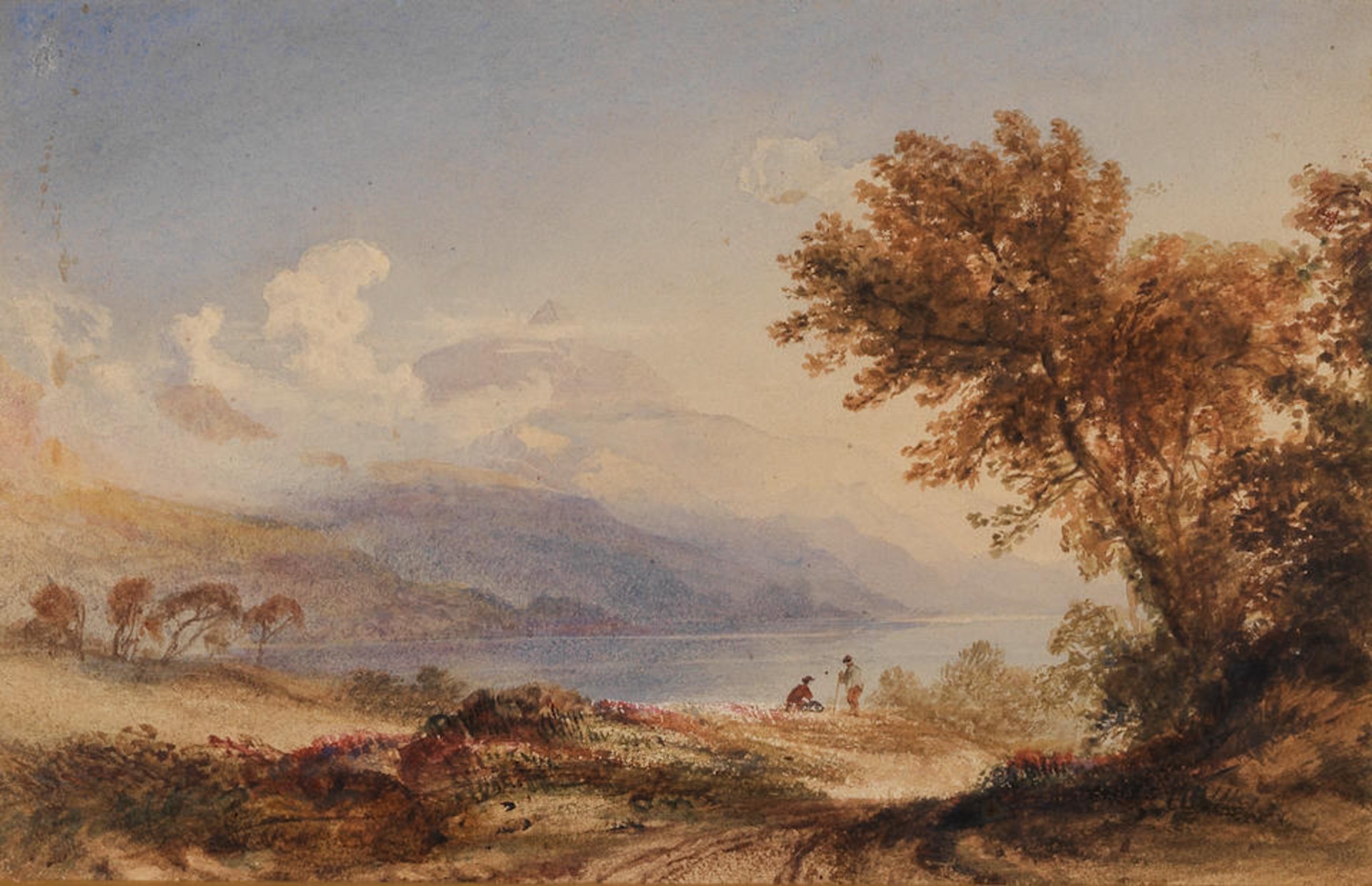 Anthony Vandyke Copley Fielding, P.O.W.S. (British, 1787-1855) Resting by the lake