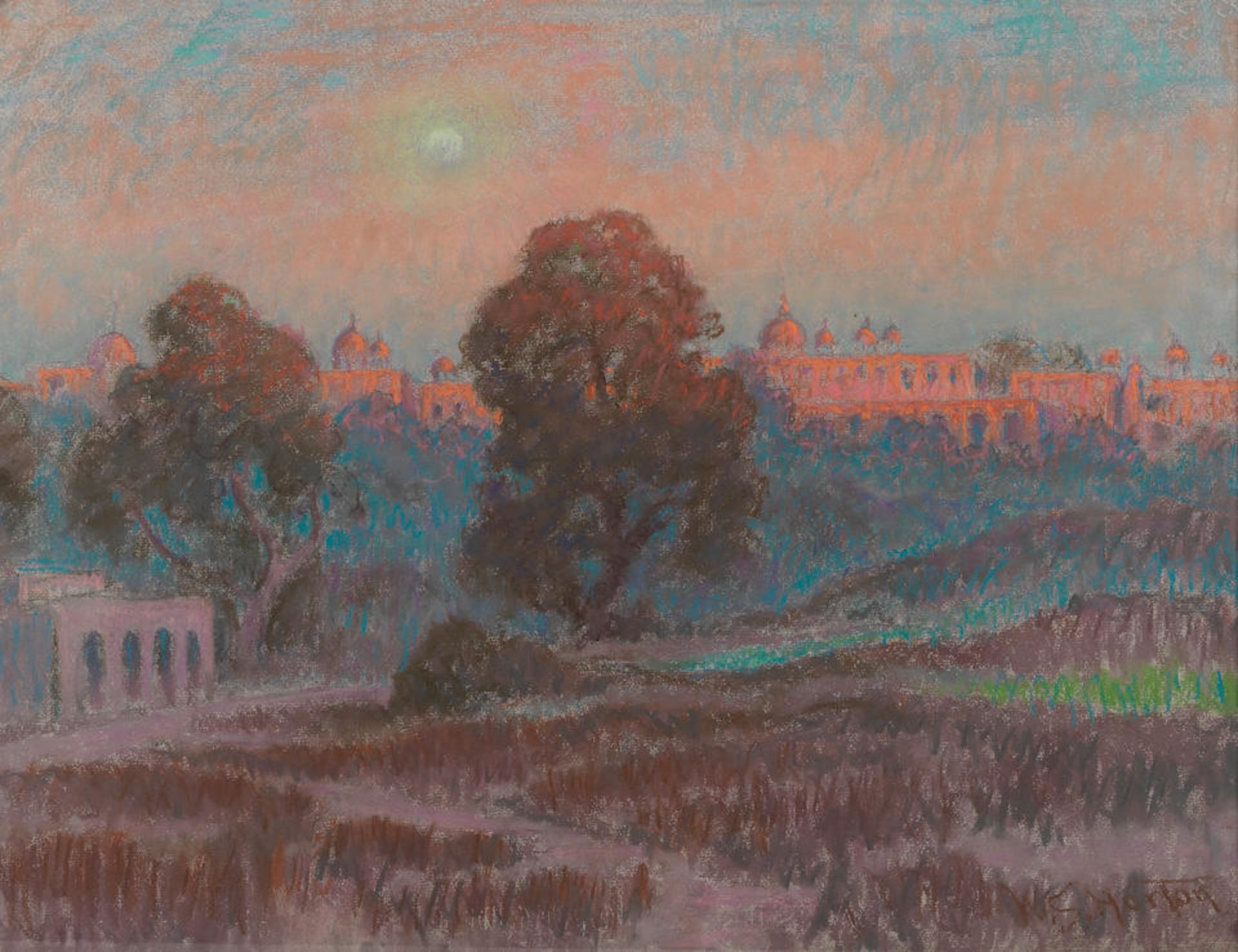 William Samuel Horton (American, 1865-1936) A sunset view in India, thought to depict the Red Fo...