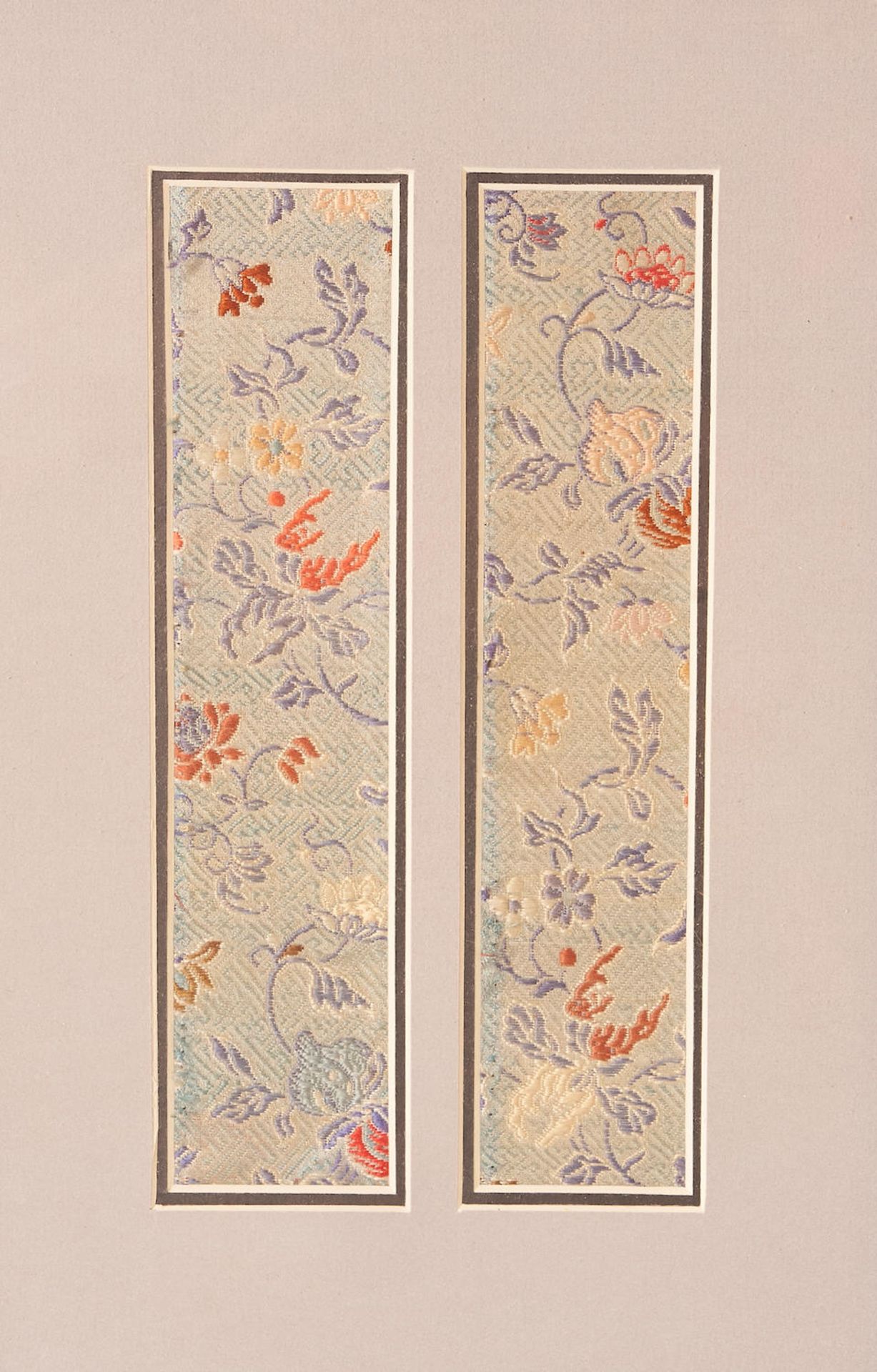 Two embroidered fragments Late Qing dynasty
