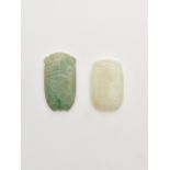 A jadeite and a white jade 'cicada' pendant 20th century (2)