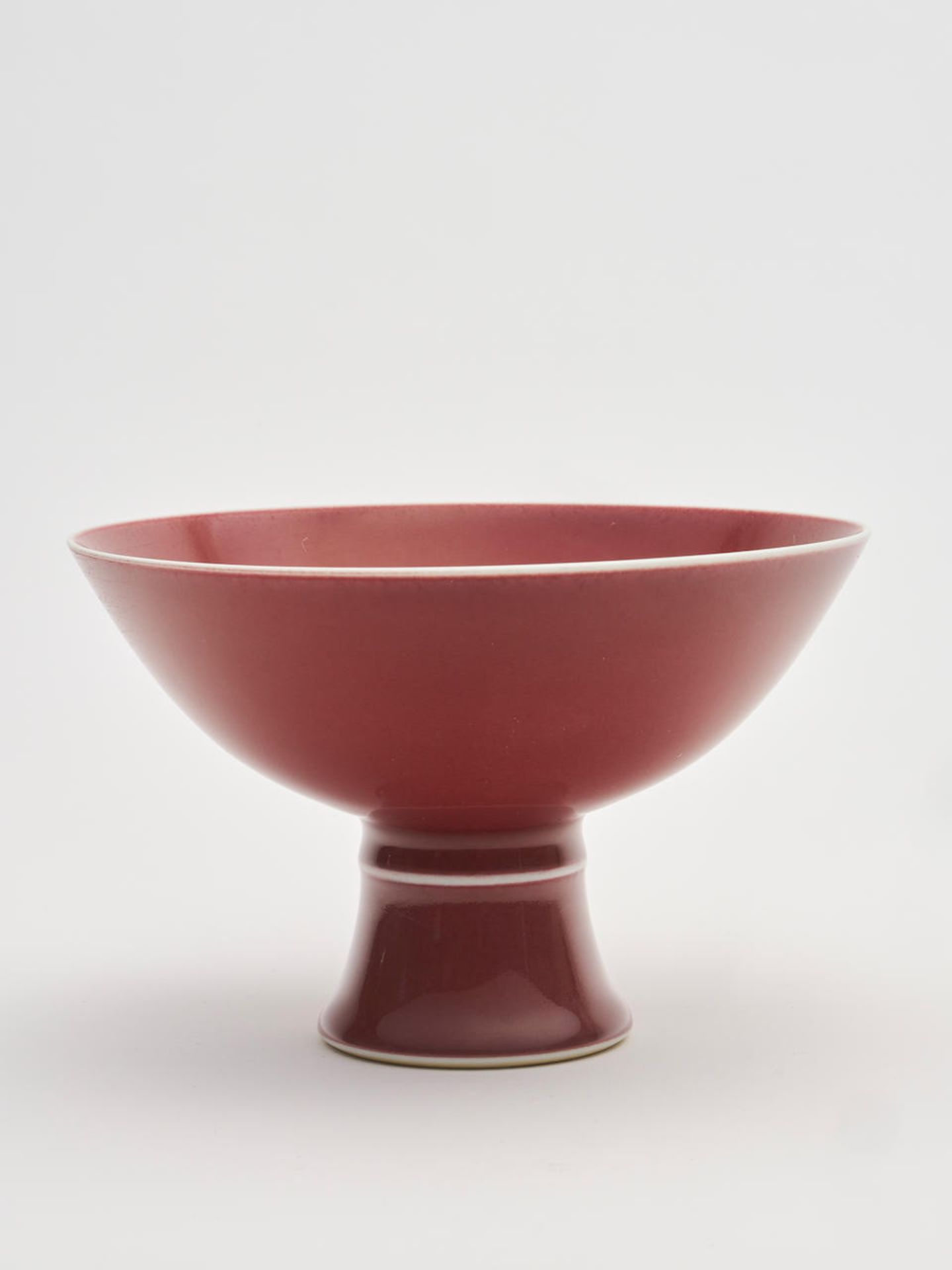 A red-glazed stem cup Qianlong six-character mark, 20th century