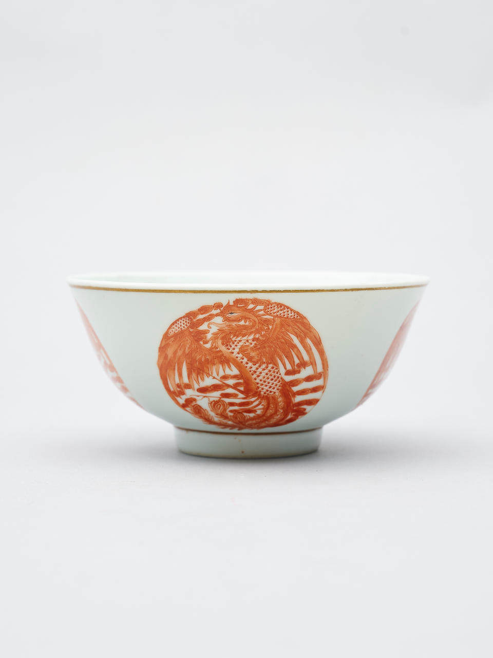 An iron-red 'phoenix' bowl Guangxu six-character iron-red mark, late Qing or Republic period