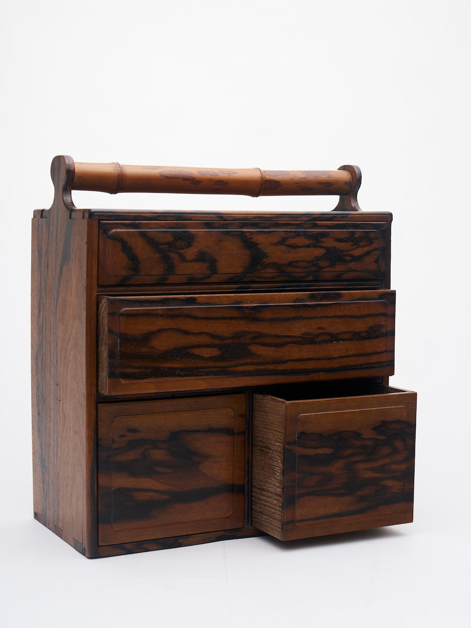 A small kaki and bamboo chest, kodansu First half of 20th century