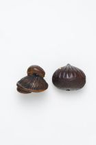 TWO NATURE THEME WOOD NETSUKE Edo Period, early to mid 19th Century (2)