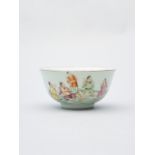 A famille-rose 'figures' bowl Qianlong six-character mark, 20th century
