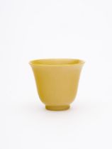 A yellow-glaze wine cup Guangxu six-character mark, 20th century
