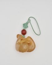 An agate 'duck and lotus' pendant Qing dynasty