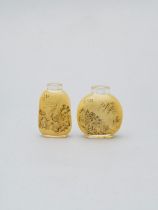 Two glass inside painted snuff bottles 20th century (2)