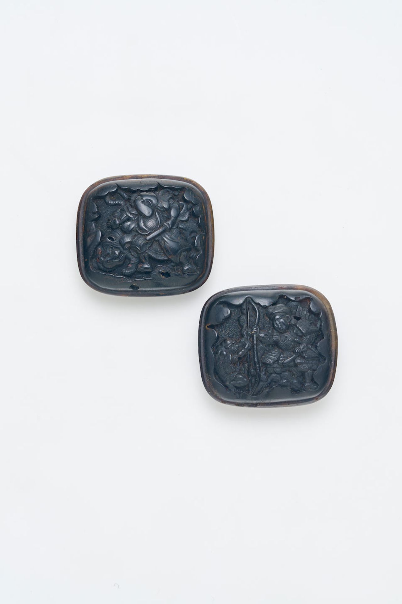 A PAIR OF TORTOISESHELL HAKO-NETSUKE Edo Period, 19th Century (2)