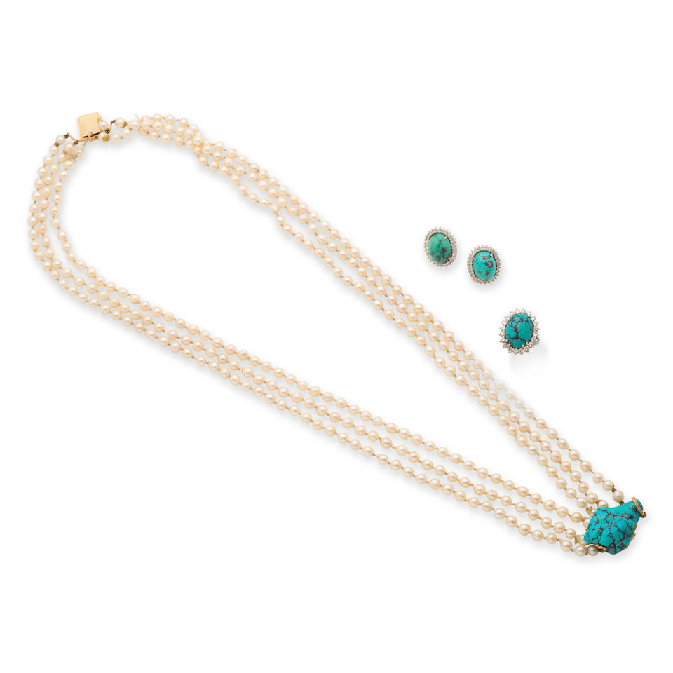 ENSEMBLE TURQUOISES ET DIAMANTS TURQUOISE AND DIAMOND SET