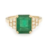 BAGUE EMERAUDE ET DIAMANTS EMERALD AND DIAMOND RING