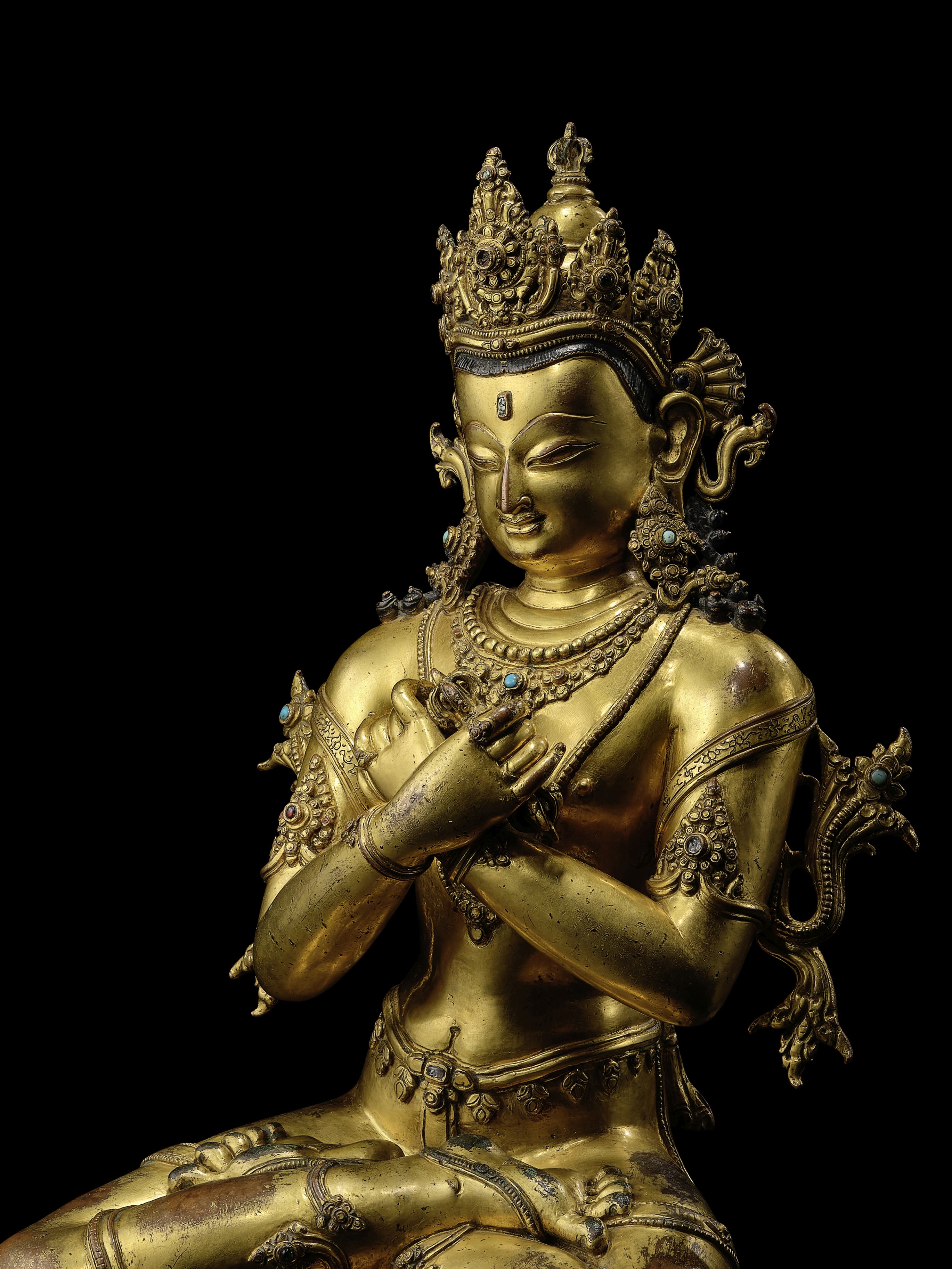 STATUETTE DE VAJRADHARA EN ALLIAGE DE CUIVRE DOR&#201; N&#201;PAL, D&#201;BUT DE L'&#201;POQUE M...