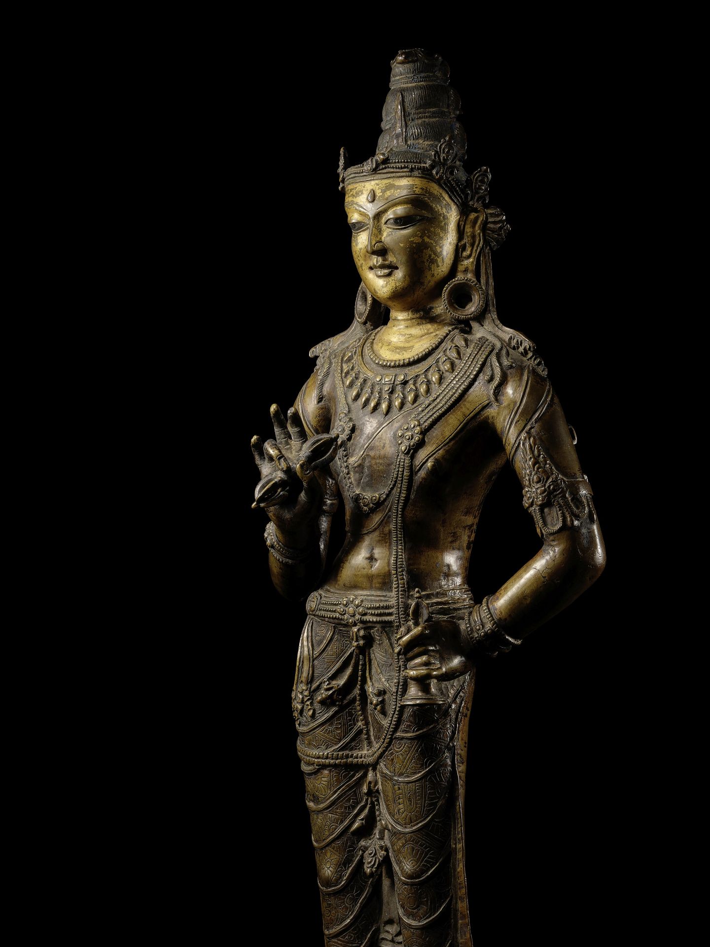 STATUETTE DE VAJRAPANI EN LAITON AVEC INCRUSTATION D'ARGENT TIBET CENTRAL, XIE/XIIE SI&#200;CLE