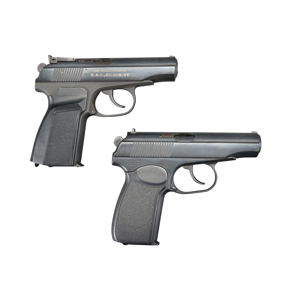 Two Makarov-Style Semi-Automatic Pistols. Modern handgun