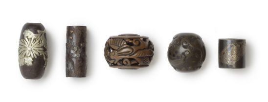 FIVE METAL OJIME Meiji era (1868-1912), late 19th/early 20th century (5)