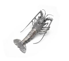 A LARGE SILVER JIZAI OKIMONO OF A SPINY LOBSTER Meiji era (1868-1912), late 19th/early 20th century