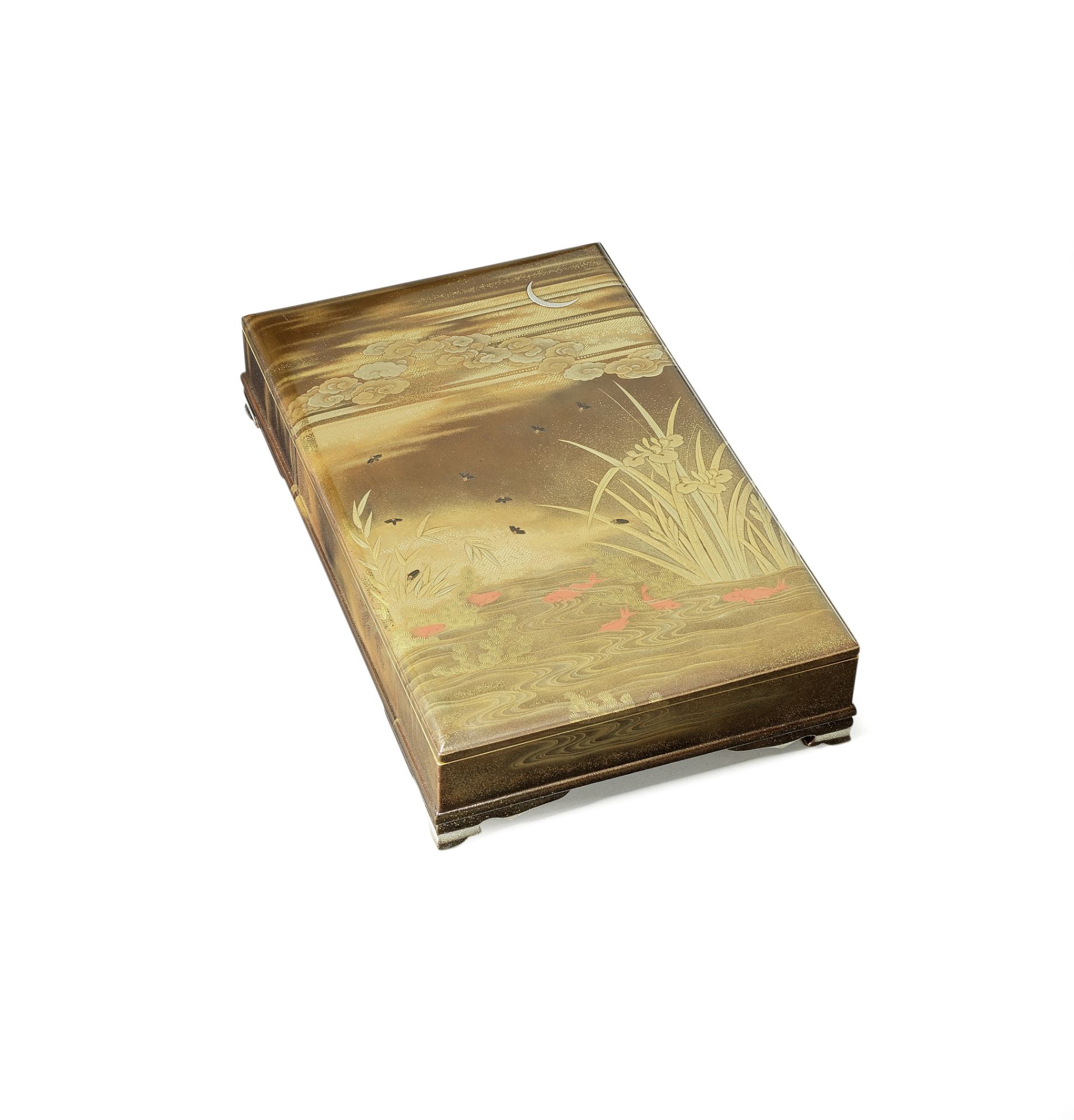 A GOLD-LACQUERED RECTANGULAR BOX AND COVER Edo (1615-1868) period or Meiji era (1868-1912), mid-...