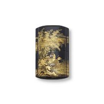 JITOKUSAI GYOKUZAN LINEAGE A Black-Lacquer Five-Case Inro Edo period (1615-1868), probably 19th ...