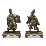 MIYAO EISUKE COMPANY OF YOKOHAMA A Pair of Gilt-Bronze Manzai Dancers, Meiji era (1868-1912), l...