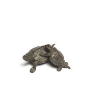 A BRONZE OKIMONO (TABLE ORNAMENT) OF TWO TURTLES Meiji era (1868-1912), late 19th/early 20th cen...