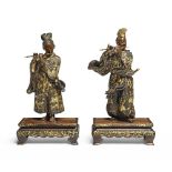 MIYAO EISUKE COMPANY OF YOKOHAMA A Pair of Gilt-Bronze Figures of Flute Players Meiji era (1868...