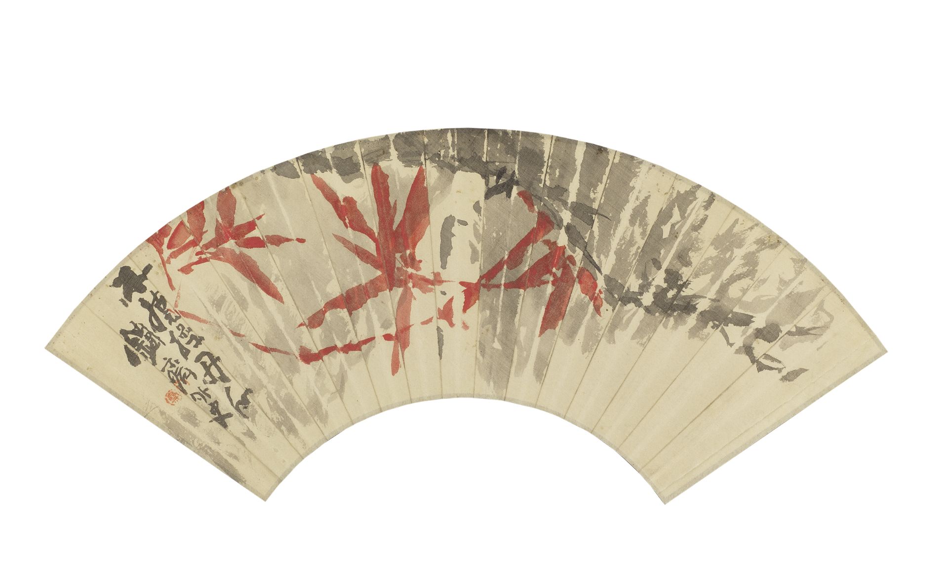 TOMIOKA TESSAI (1836-1924) Red Bamboo Leaves Meiji (1868-1912) or Taisho (1912-1926) era, late 1...