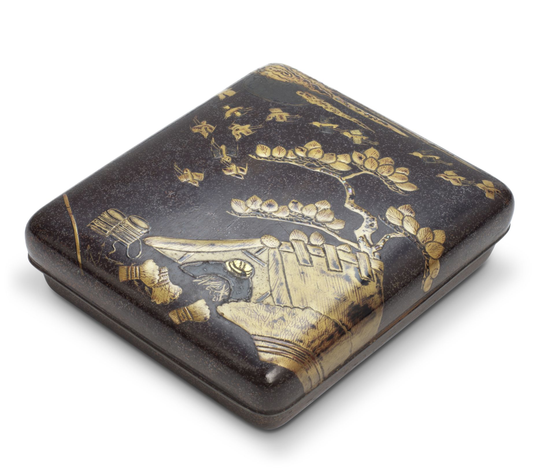 A GOLD-LACQUERED SMALL SUZURIBAKO (BOX FOR WRITING UTENSILS) Edo period (1615-1868), probably 1...