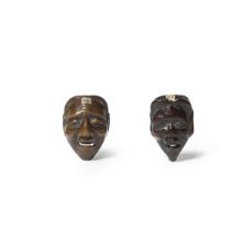 DEME JOMAN Two Wood Netsuke of Noh Masks Edo period (1615-1868), probably mid-19th century (2)