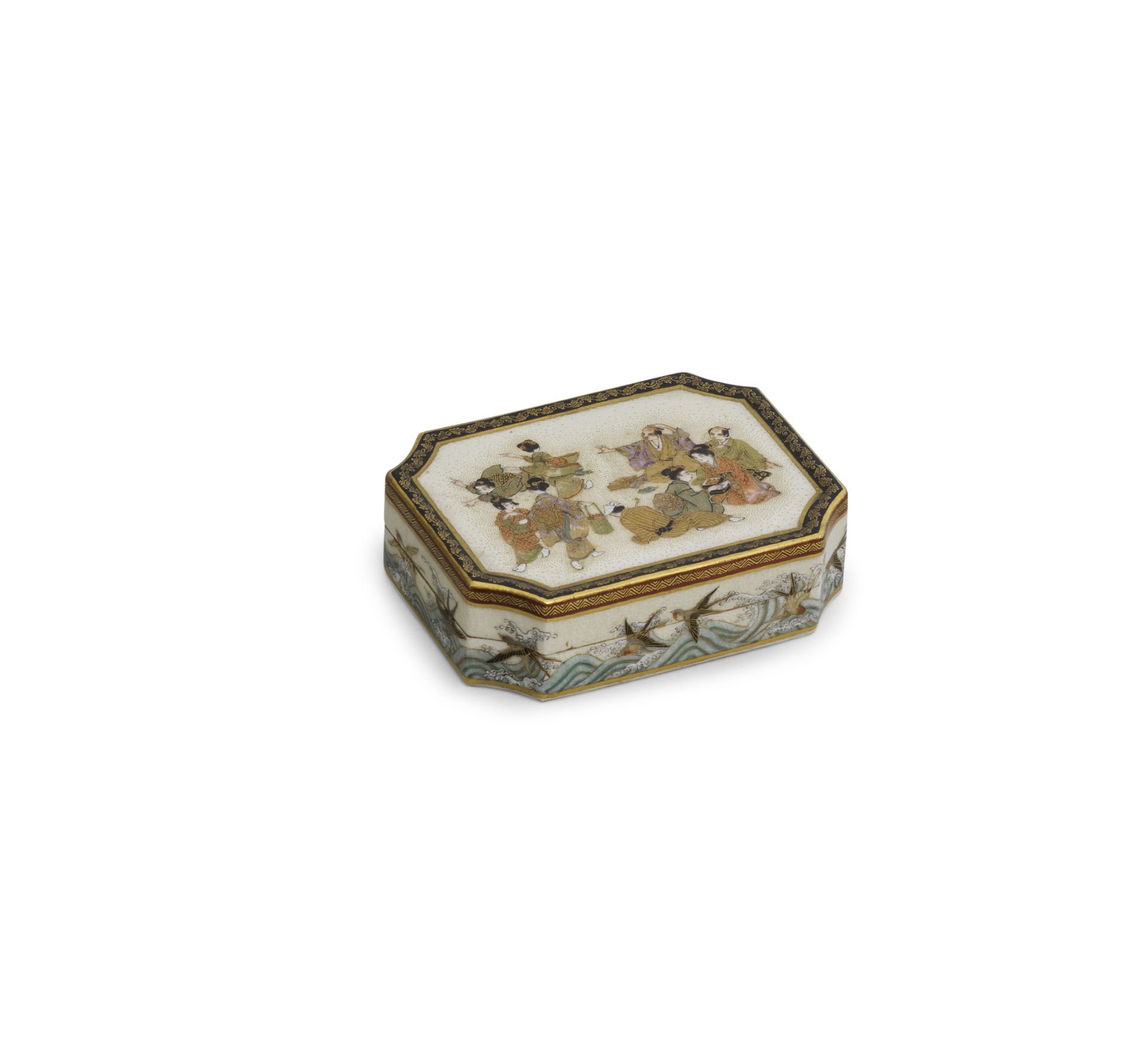 KAIZAN A Satsuma Small Rectangular Shallow Box and Cover Meiji era (1868-1912), late 19th/early ...