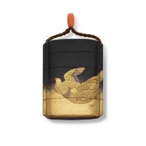 SHIOMI MASANARI LINEAGE A Black-and-Gold Lacquer Four-Case Inro Edo period (1615-1868), 19th cen...