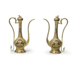 A PAIR OF SAWASA TYPE PARCEL GILT-BRONZE EWERS AND COVERS 17th/18th century (4)