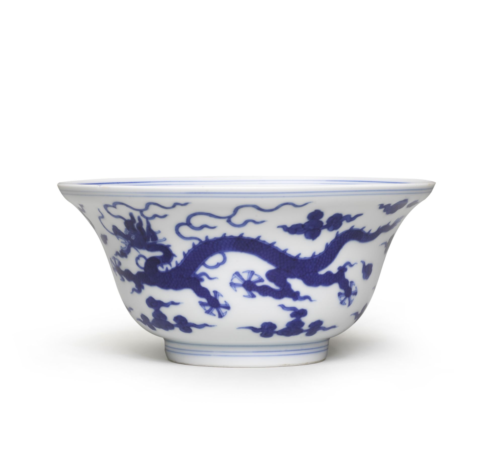 A BLUE AND WHITE 'DRAGON' BOWL Qianlong seal mark and of the period