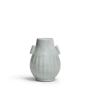 A VERY RARE SMALL GUAN-TYPE PEAR-SHAPED VASE, HU Yongzheng six-character seal mark and of the pe...