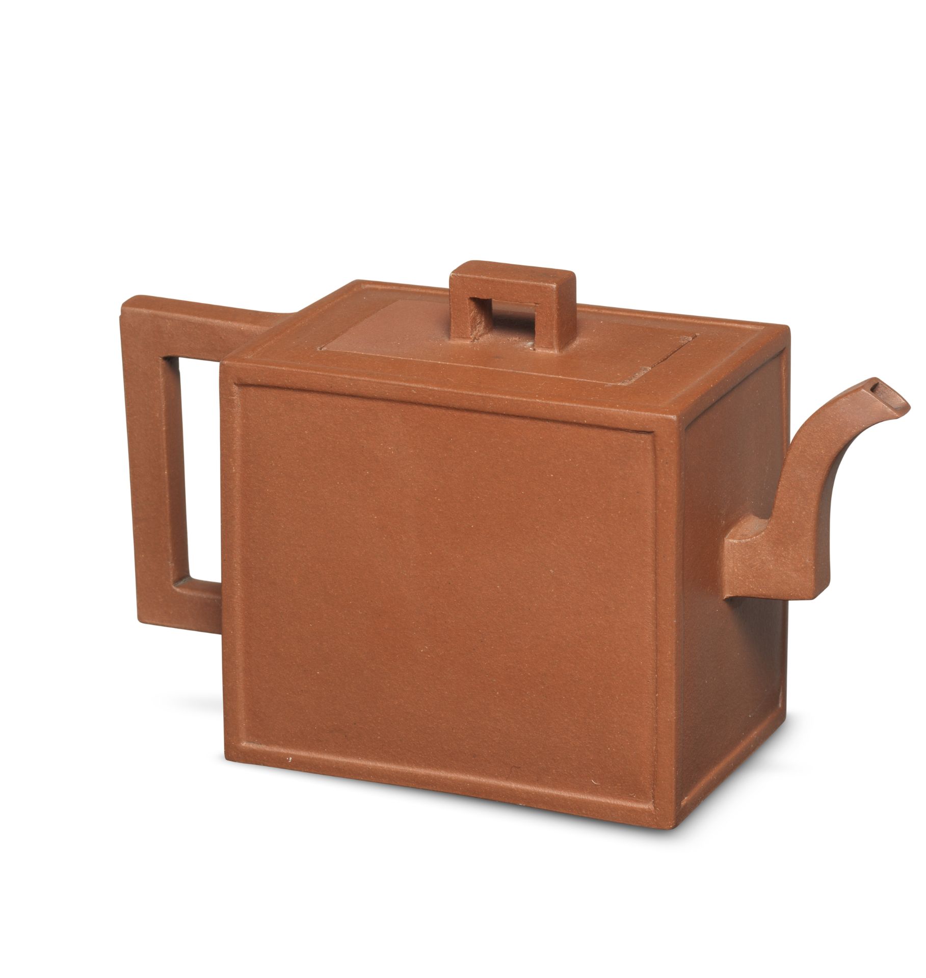 AN YIXING STONEWARE RECTANGULAR TEAPOT AND COVER Qianlong (2)