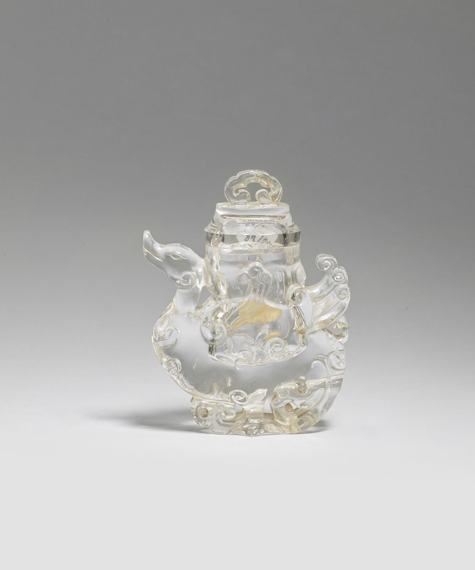 A ROCK CRYSTAL 'MYTHICAL BIRD' VASE AND COVER 18th/19th century (2)