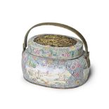 A SUPERB PAINTED ENAMEL AND GILT-COPPER HANDWARMER AND COVER Qianlong (3)