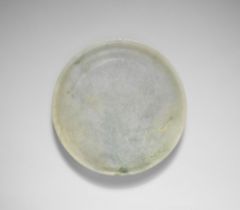 A LARGE JADEITE DISH 18th century (2)