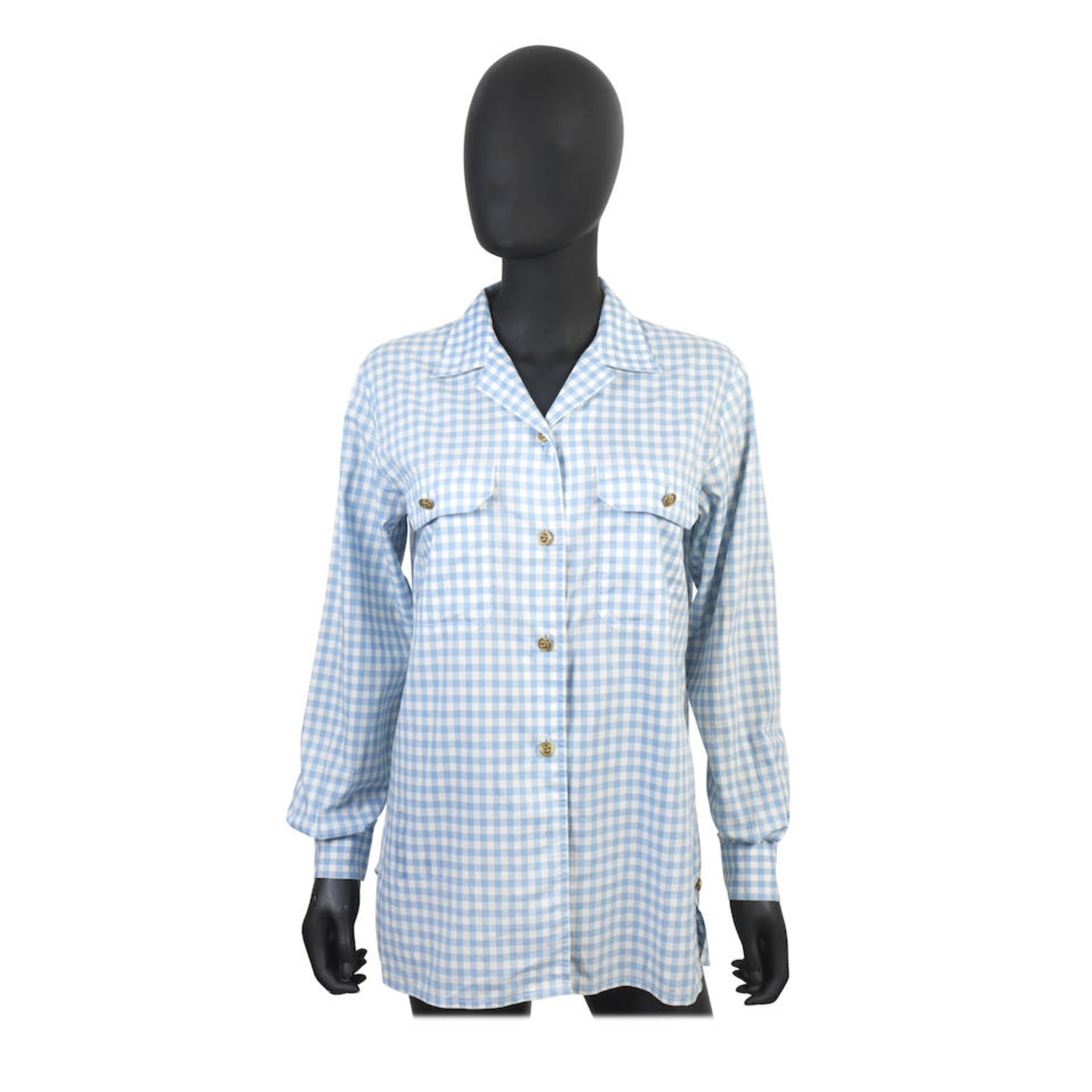 Karl Lagerfeld for Chanel: a Blue and White Gingham Shirt Mid 1990s