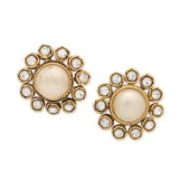 Victoire de Castellane for Chanel: a Pair of Simulated Pearl and Crystal Clip Earrings Collectio...