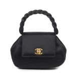 Karl Lagerfeld for Chanel: a Black Satin CC Top Handle Bag 1996-97 (includes serial sticker, aut...