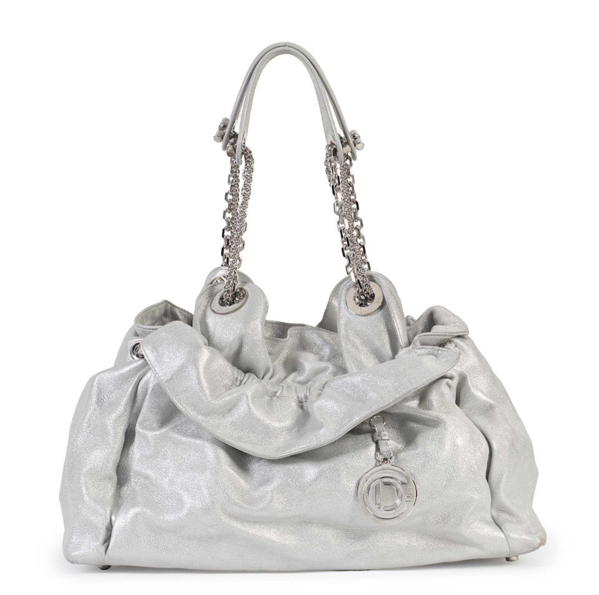John Galliano for Christian Dior: a Silver Suede Le Trente Bag 2009 (includes dust bag)