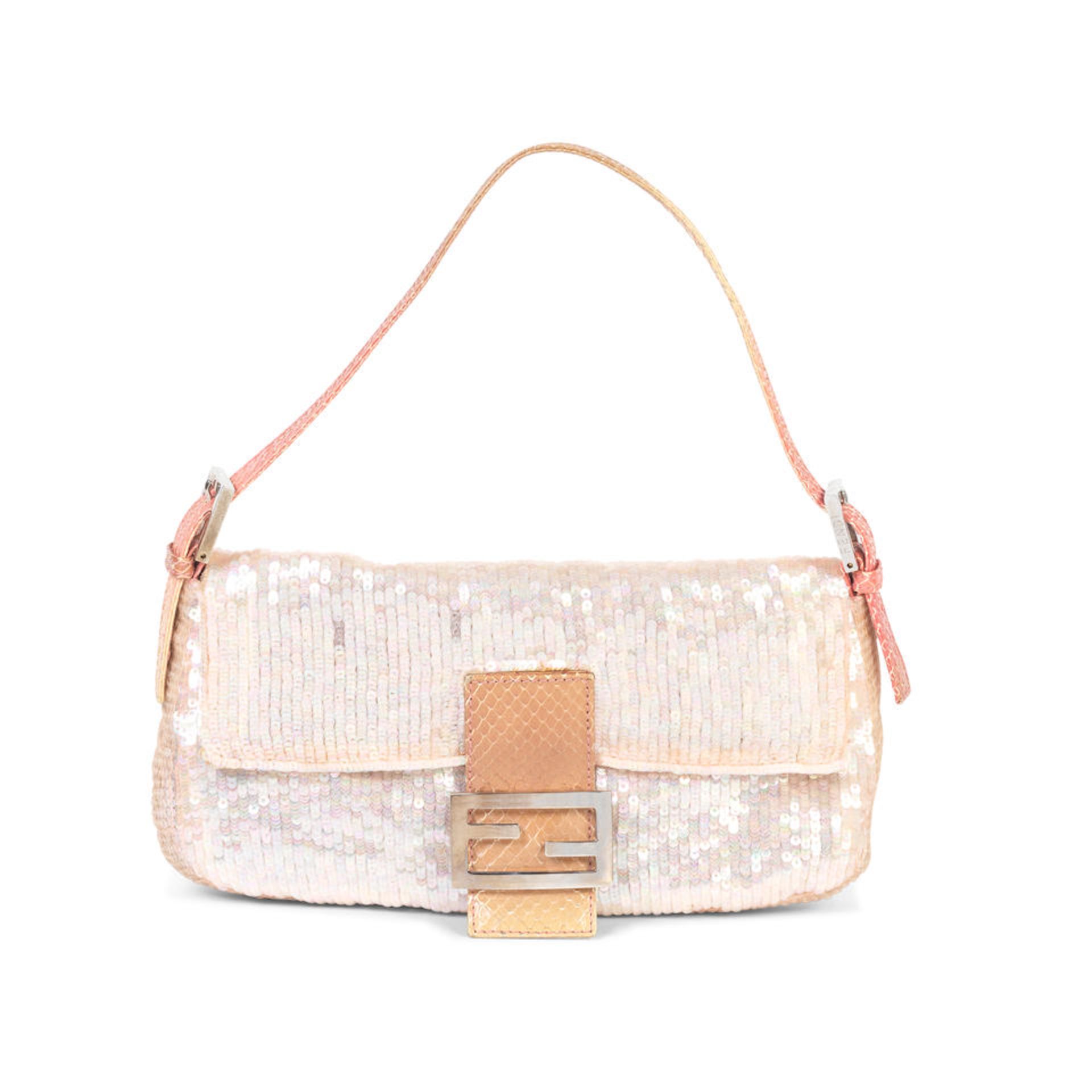 Fendi: a Pale Pink Sequin Baguette Bag Early 2000s (includes dust bag)