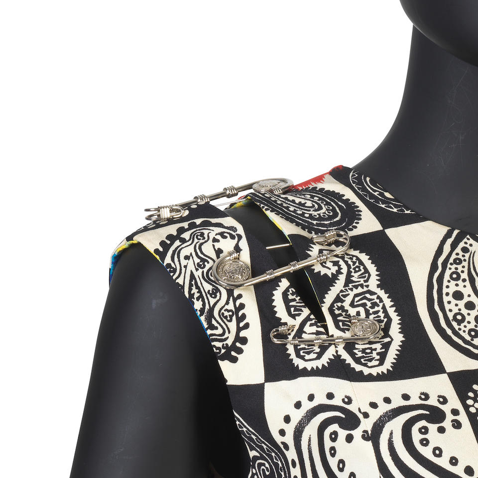 Gianni Versace: a Patterned Silk Safety Pin Dress Spring/Summer 1994 - Image 3 of 3