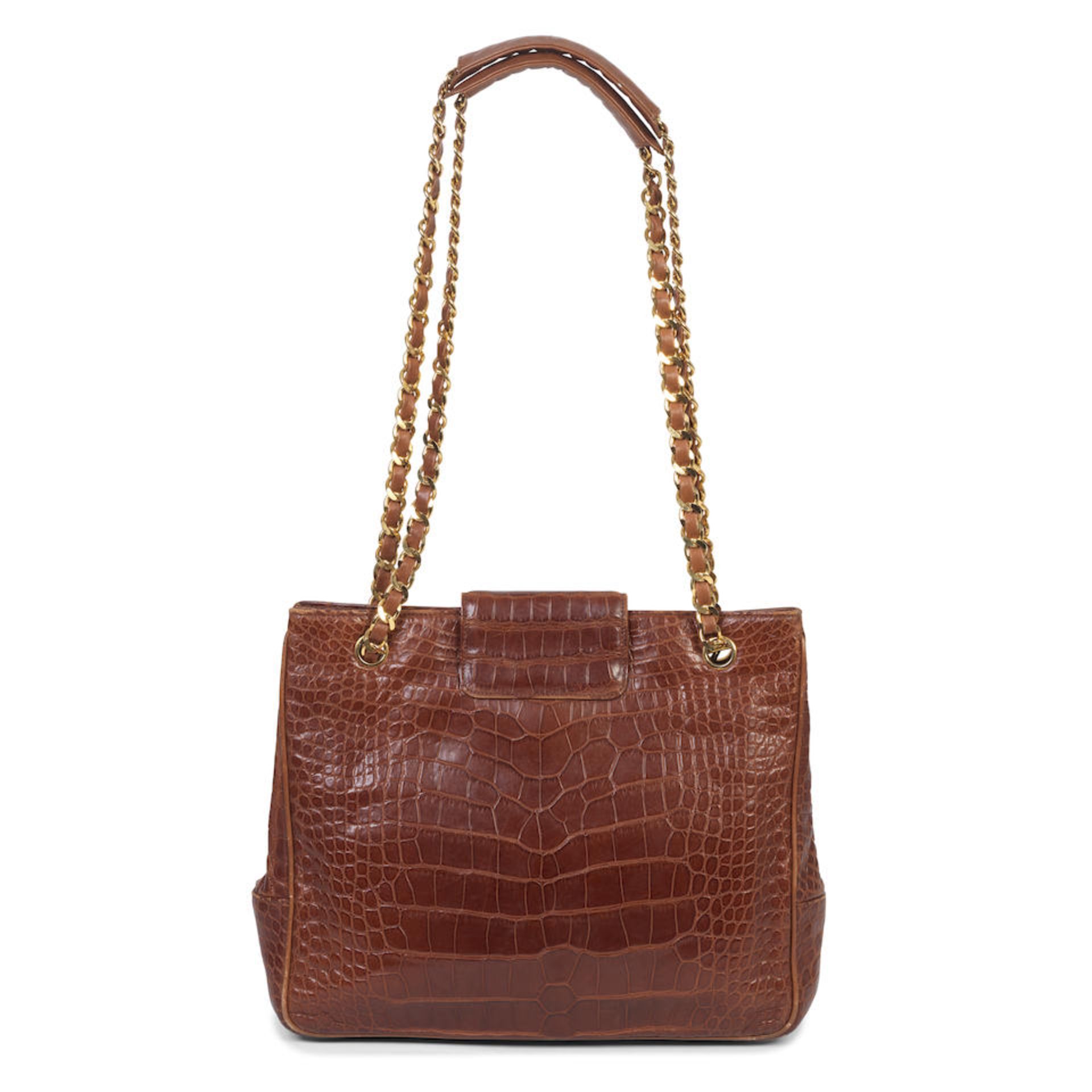 Karl Lagerfeld for Chanel: a Brown Crocodile Shoulder Bag 1989-91 (includes serial sticker) - Bild 2 aus 2