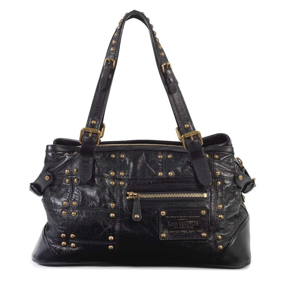 Louis Vuitton: a Black Leather Riveting Tote 2006 (includes dust bag and copy of receipt) - Image 2 of 2
