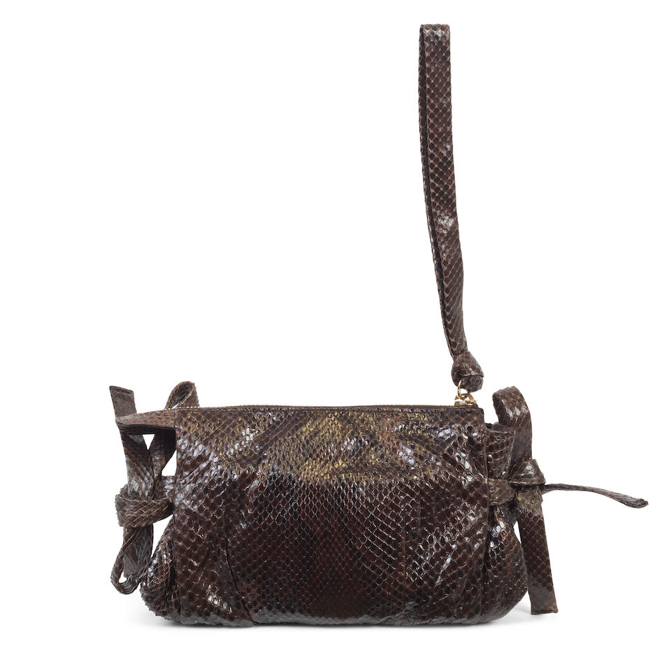 Gucci: a Shiny Brown Python Hysteria Clutch c.2008 - Image 2 of 2